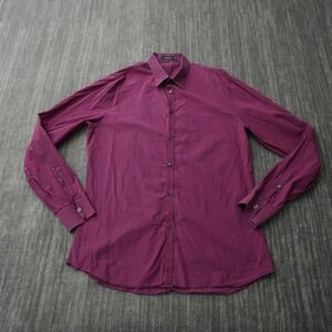 J. Lindeberg Shirt Men Button Up Checkered Red Blue Long Sleeve Size  17 43 XL